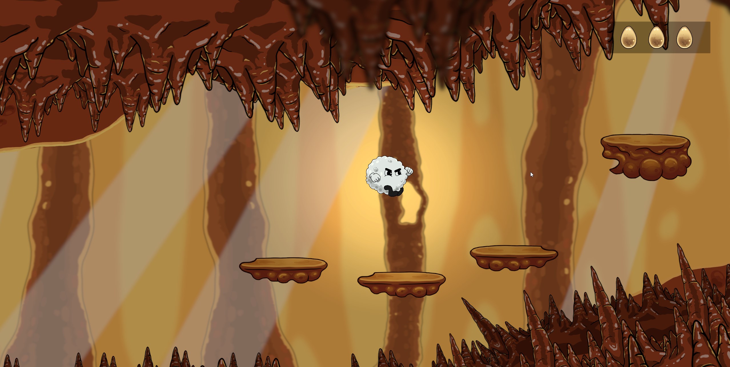 Platforming: jump between organic platforms